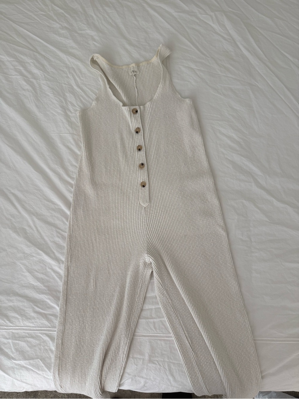 Lou & Grey Ribbed Tank Jumpsuit in Cream
